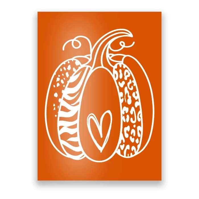 Pumpkin Heart Animal Print Cute Poster