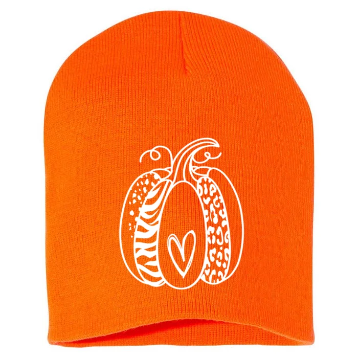 Pumpkin Heart Animal Print Cute Short Acrylic Beanie