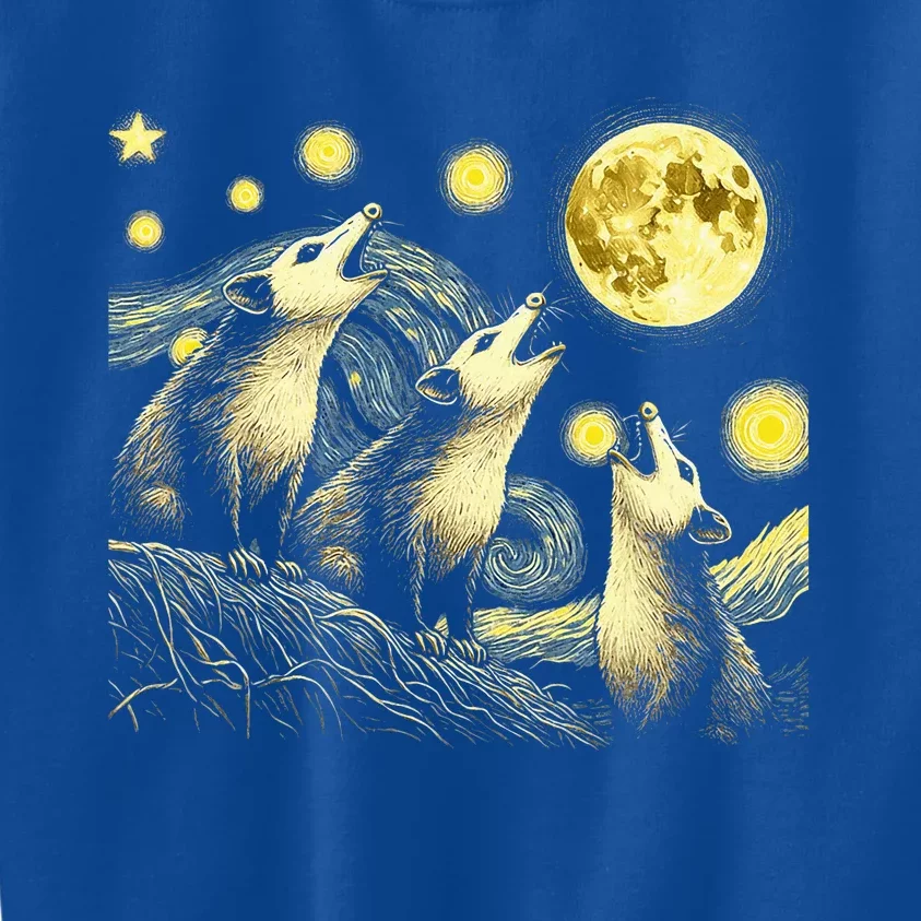 Possums Howling At Full Moon Starry Night Opossum Kids Sweatshirt