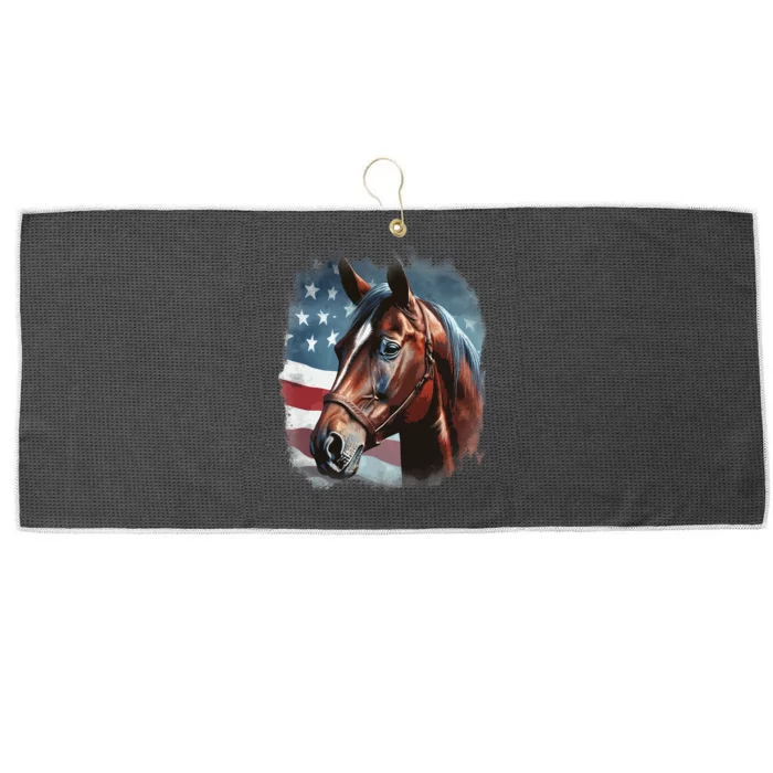 Patriotic Horse American Flag Horseback Riding Large Microfiber Waffle Golf Towel