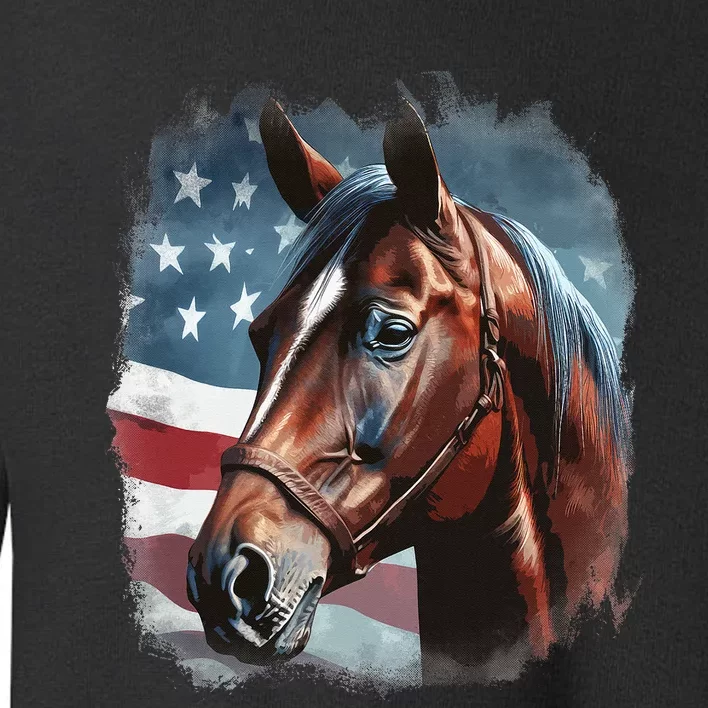 Patriotic Horse American Flag Horseback Riding Toddler Sweatshirt