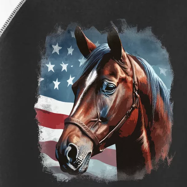 Patriotic Horse American Flag Horseback Riding Toddler Fine Jersey T-Shirt