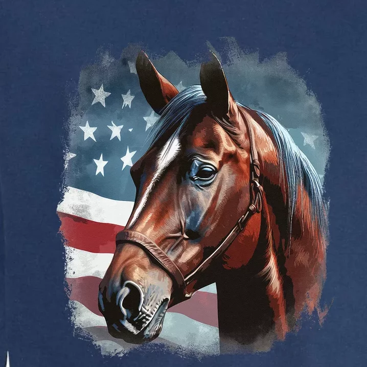 Patriotic Horse American Flag Horseback Riding Garment-Dyed Sweatshirt