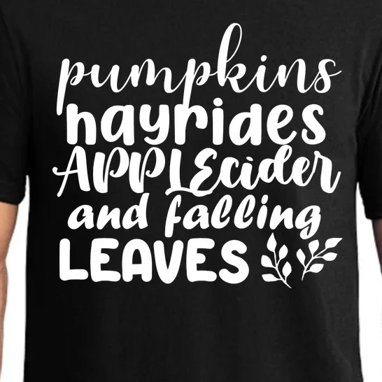 Pumpkins Hayrides Apple Cider And Falling Leaves Pajama Set