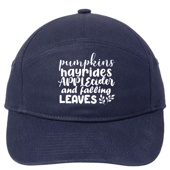 Pumpkins Hayrides Apple Cider And Falling Leaves 7-Panel Snapback Hat