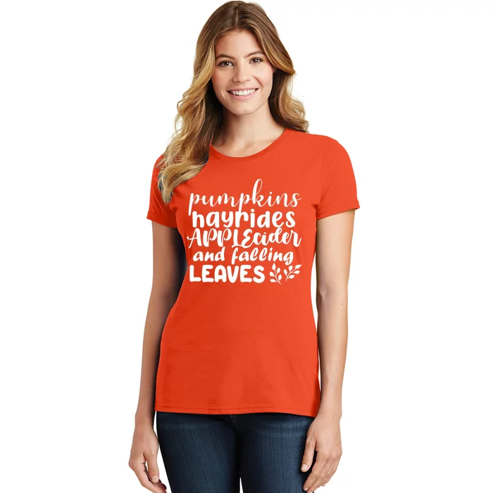 Pumpkins Hayrides Apple Cider And Falling Leaves Women's T-Shirt