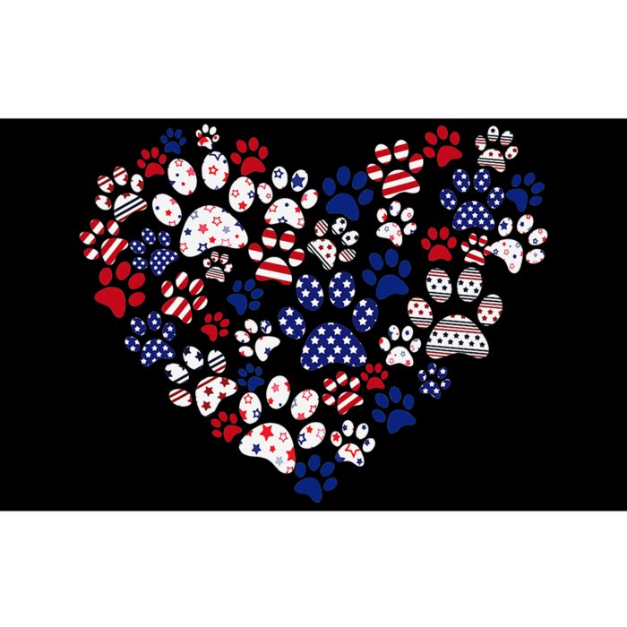 Patriotic Heart American Flag 4th Of July Dog Paw Prints Bumper Sticker