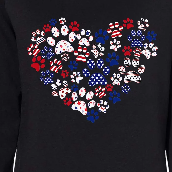 Patriotic Heart American Flag 4th Of July Dog Paw Prints Womens California Wash Sweatshirt