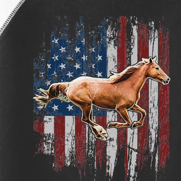 Patriotic Horse American Flag Horseback Riding Toddler Fine Jersey T-Shirt