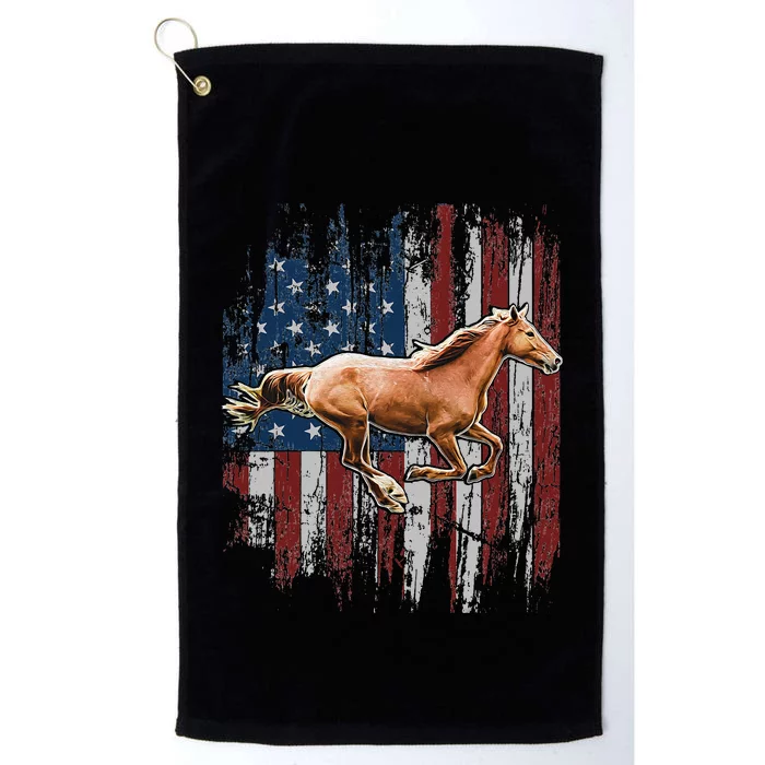 Patriotic Horse American Flag Horseback Riding Platinum Collection Golf Towel