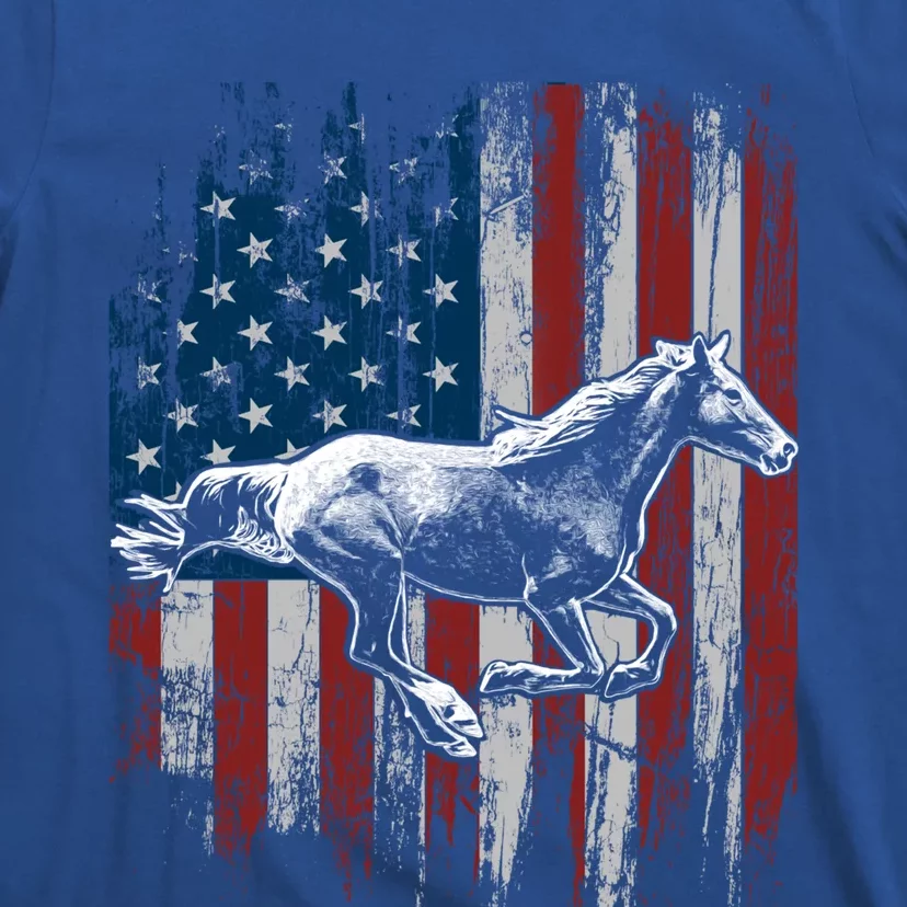 Patriotic Horse American Flag Horseback Riding Gift Gift T-Shirt