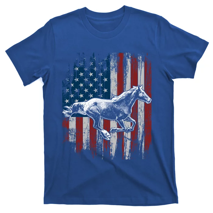 Patriotic Horse American Flag Horseback Riding Gift Gift T-Shirt