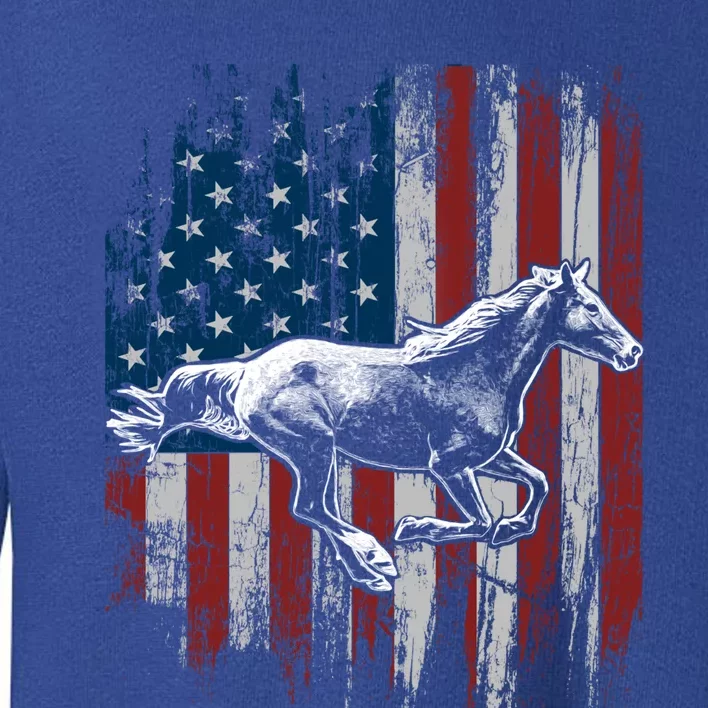 Patriotic Horse American Flag Horseback Riding Gift Gift Toddler Sweatshirt