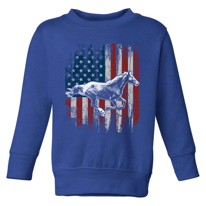 Patriotic Horse American Flag Horseback Riding Gift Gift Toddler Sweatshirt