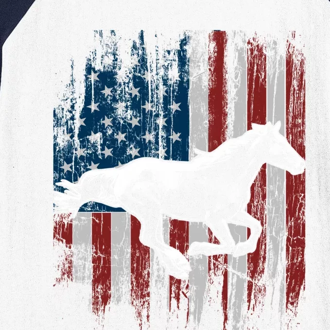 Patriotic Horse American Flag Horseback Riding Gift Gift Baseball Sleeve Shirt