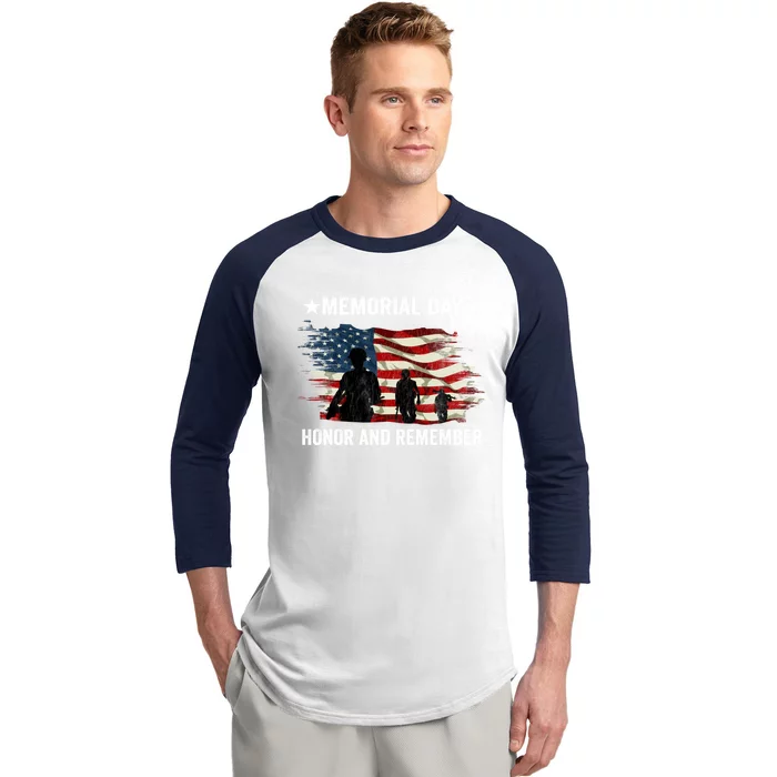 Patriot Honor And Remember Soldier Memorial Day Cute Gift Baseball Sleeve Shirt