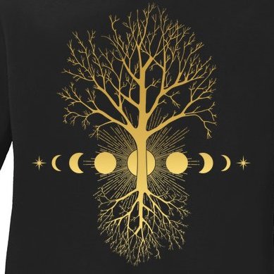 Phases Of The Moon Roots Ladies Missy Fit Long Sleeve Shirt