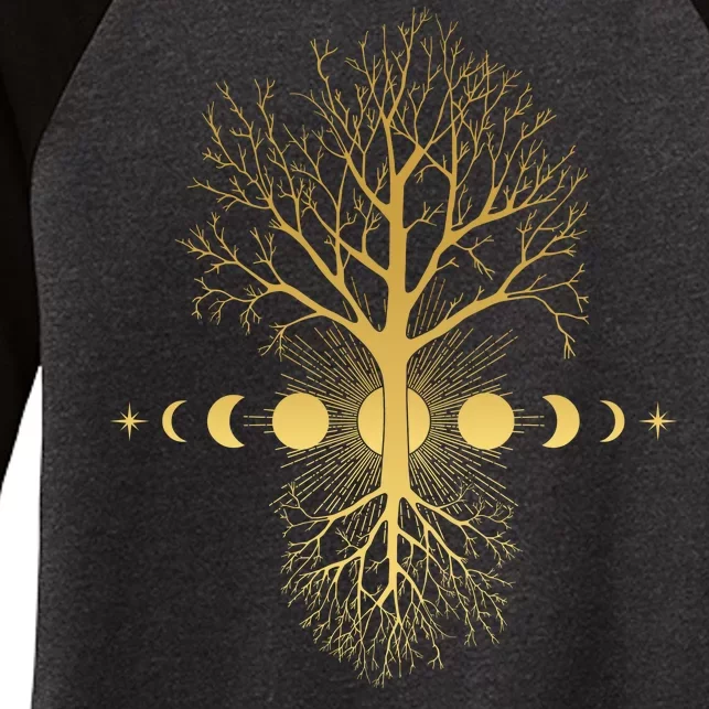 Phases Of The Moon Roots Women's Tri-Blend 3/4-Sleeve Raglan Shirt