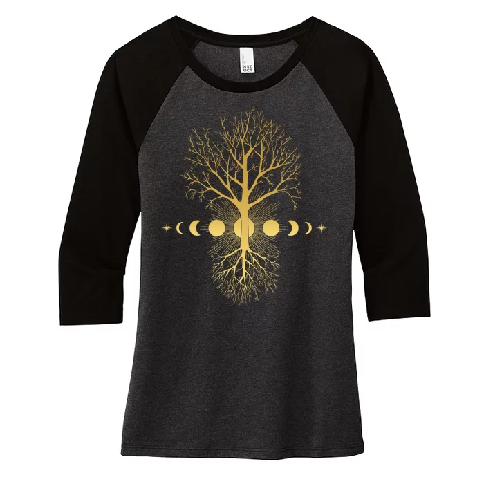 Phases Of The Moon Roots Women's Tri-Blend 3/4-Sleeve Raglan Shirt