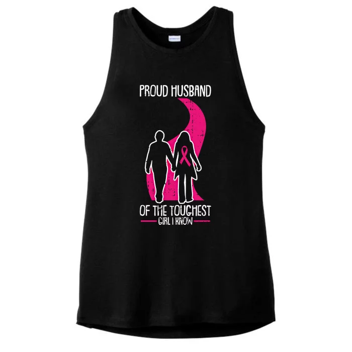 Proud Husband Breast Cancer Awareness Pink Ribbon Warrior Gift Ladies Tri-Blend Wicking Tank