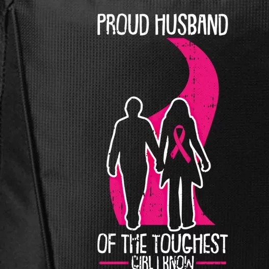 Proud Husband Breast Cancer Awareness Pink Ribbon Warrior Gift City Backpack