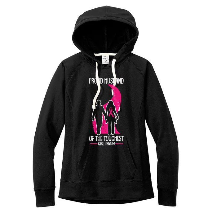 Proud Husband Breast Cancer Awareness Pink Ribbon Warrior Gift Women's Fleece Hoodie