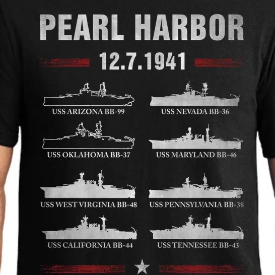 Pearl Harbor Battleship Memorial Day December 7th 1941 Wwii Cute Gift Pajama Set