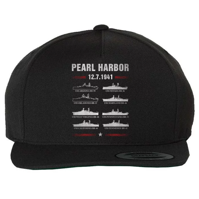 Pearl Harbor Battleship Memorial Day December 7th 1941 Wwii Cute Gift Wool Snapback Cap