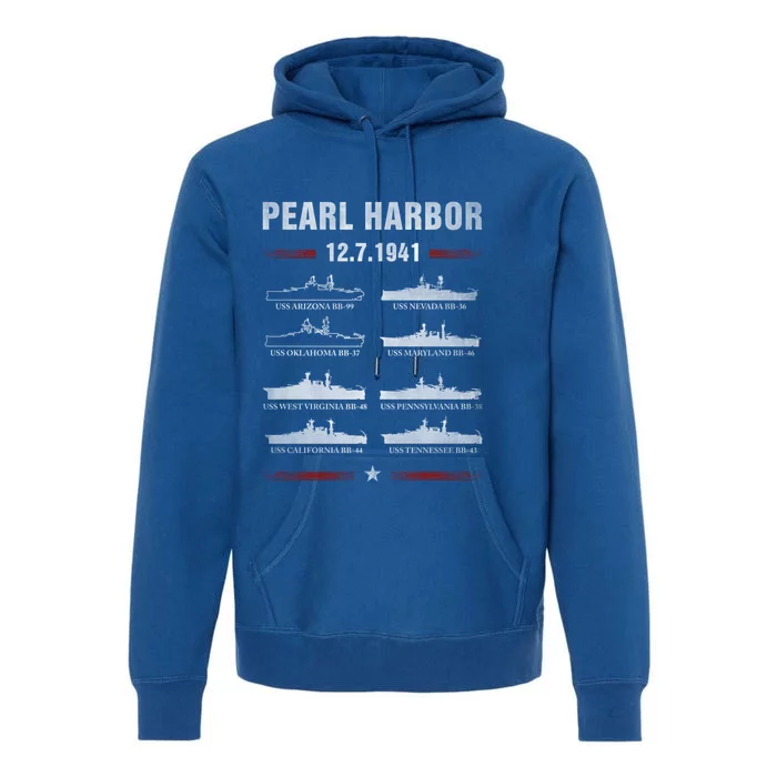 Pearl Harbor Battleship Memorial Day December 7th 1941 Wwii Cute Gift Premium Hoodie