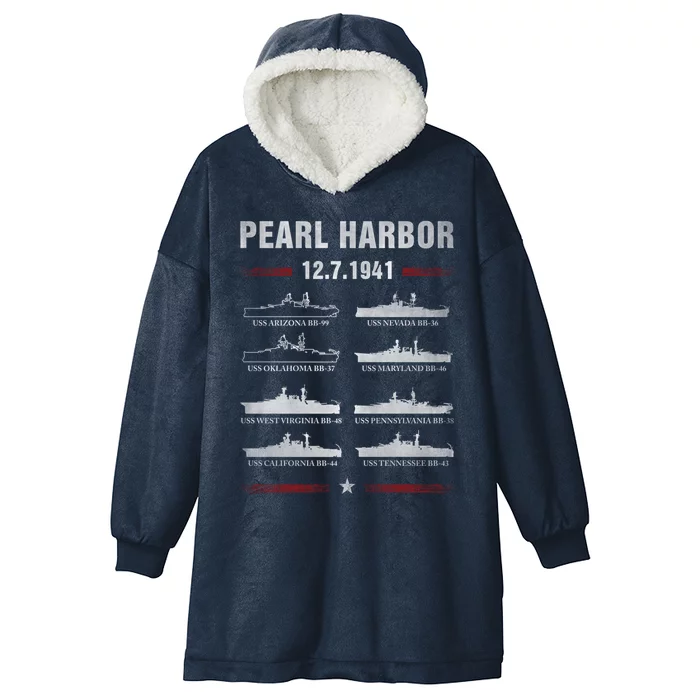 Pearl Harbor Battleship Memorial Day December 7th 1941 Wwii Cute Gift Hooded Wearable Blanket