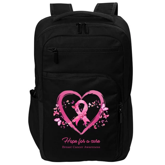 Pink Heart Butterfly Hope For A Cure Breast Cancer Awareness Funny Gift Impact Tech Backpack