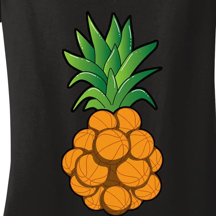 Pineapple Hawaiian Basketball Player Sport Team Gift Women's V-Neck T-Shirt