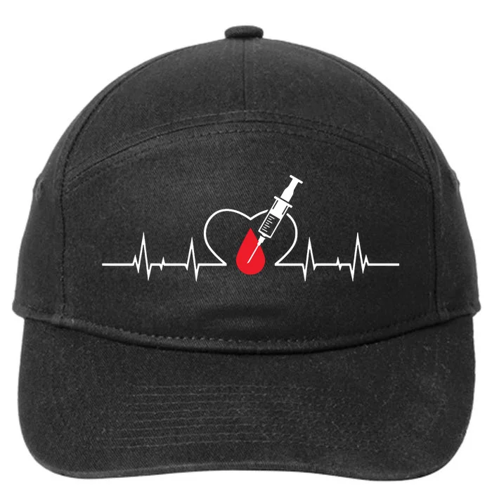 Phlebotomist Heart Blood Phlebotomy Pulse Syringe Gift 7-Panel Snapback Hat