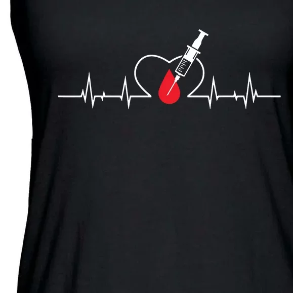 Phlebotomist Heart Blood Phlebotomy Pulse Syringe Gift Ladies Essential Flowy Tank