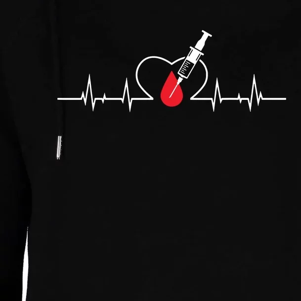 Phlebotomist Heart Blood Phlebotomy Pulse Syringe Gift Womens Funnel Neck Pullover Hood