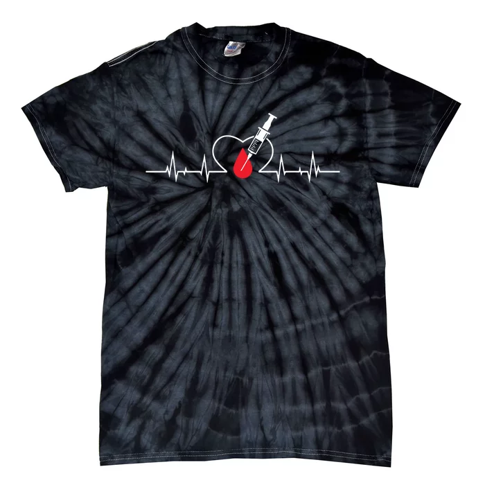 Phlebotomist Heart Blood Phlebotomy Pulse Syringe Gift Tie-Dye T-Shirt