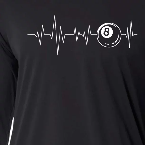 Pool Heartbeat Billiard Player Lover Sports Game Cooling Performance Long Sleeve Crew