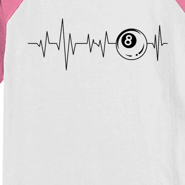 Pool Heartbeat Billiard Player Lover Sports Game Kids Colorblock Raglan Jersey