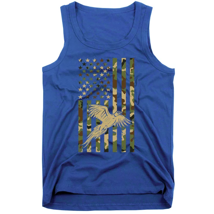 Pheasant Hunting Bird Hunter Hunting American Flag Camo Gift Tank Top