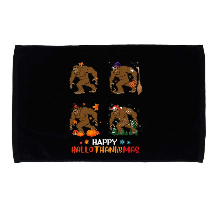 Ph Hallothanksmas Bigfoot Halloween Thanksgiving Christmas Microfiber Hand Towel