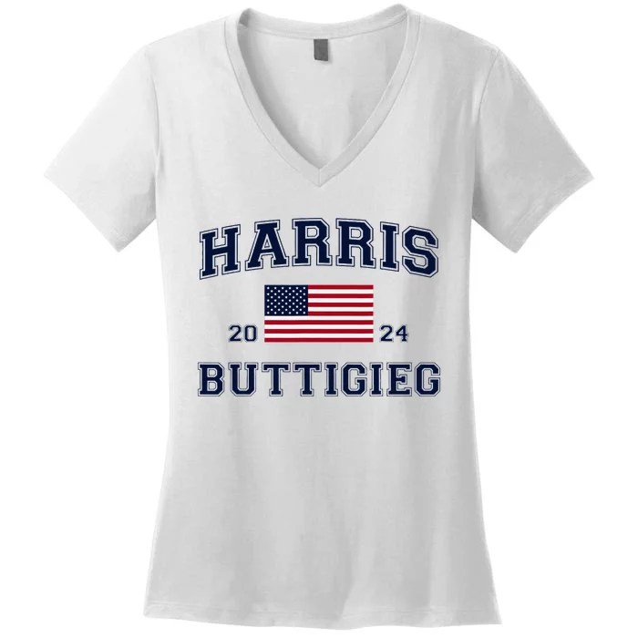 President Harris Buttigieg 2024 Kamala Harris Pete Buttigieg Women's V-Neck T-Shirt