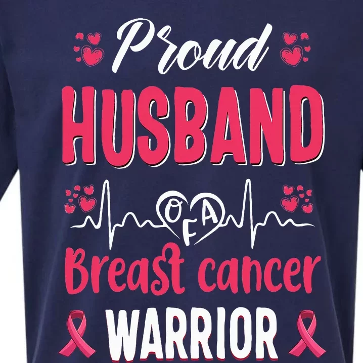 Proud Husband Breast Cancer Warrior Awareness Pink Ribbon Sueded Cloud Jersey T-Shirt