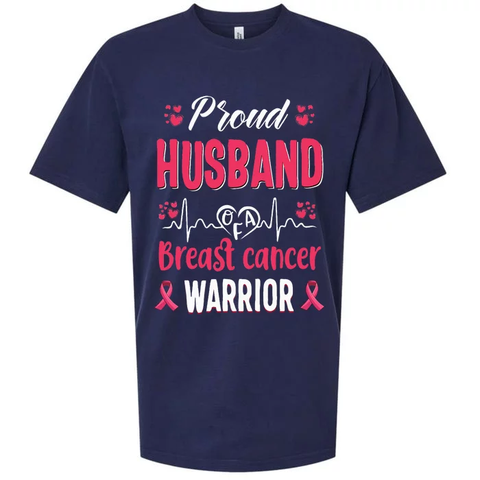 Proud Husband Breast Cancer Warrior Awareness Pink Ribbon Sueded Cloud Jersey T-Shirt