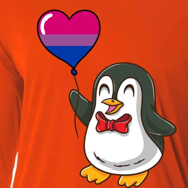 Penguin Heart Balloon Bisexual Pride Gift Cooling Performance Long Sleeve Crew