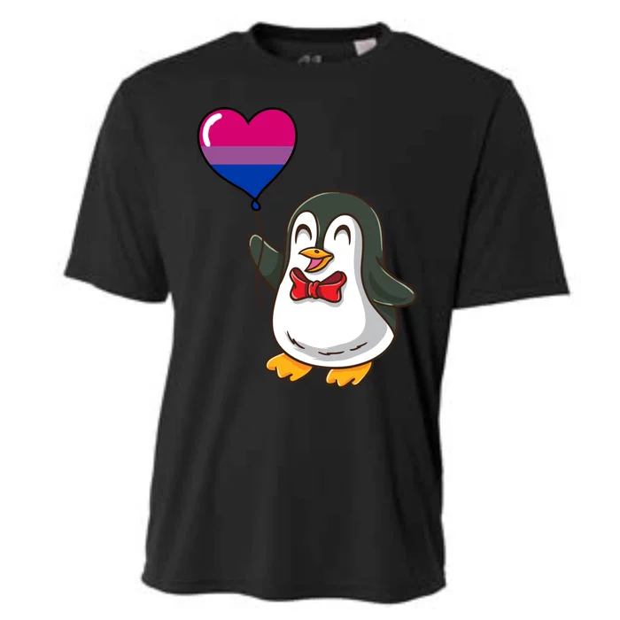 Penguin Heart Balloon Bisexual Pride Gift Cooling Performance Crew T-Shirt