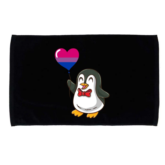 Penguin Heart Balloon Bisexual Pride Gift Microfiber Hand Towel