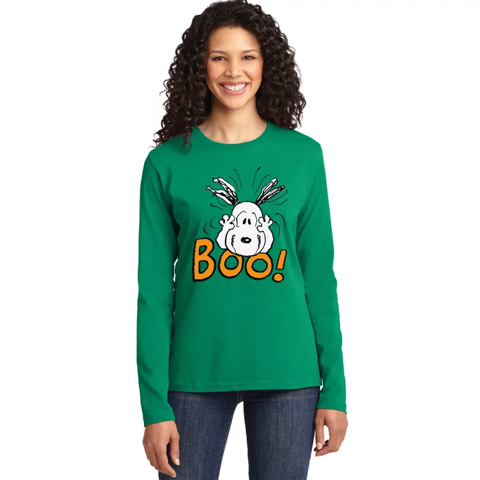 Peanuts Halloween Boo Ladies Long Sleeve Shirt