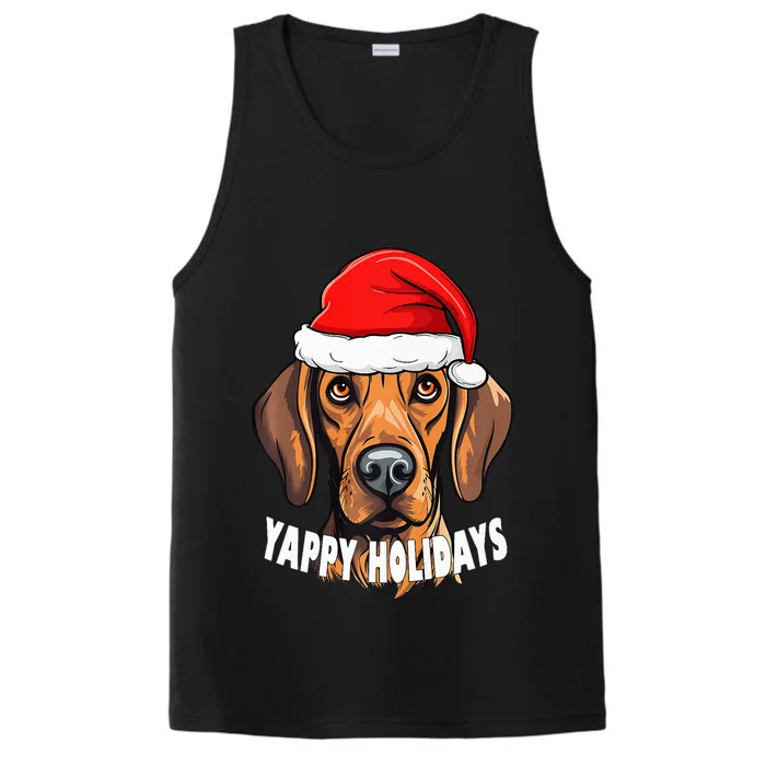 Plott Hound Christmas Yappy Holidays Funny Dog Santa Hat Performance Tank