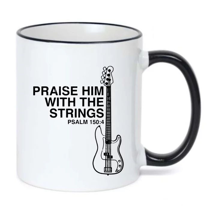 Praise Him Christian Bass Player Distressed Design Black Color Changing Mug