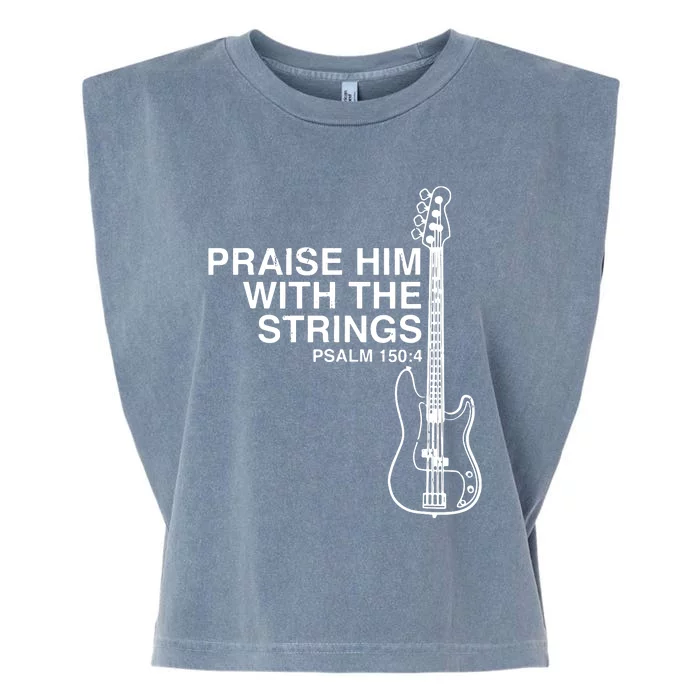 Praise Him Christian Bass Player Distressed Design Garment-Dyed Women's Muscle Tee